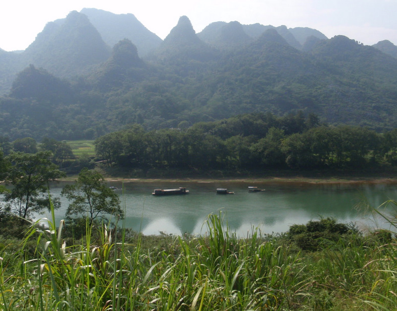 Boats on the Li River.